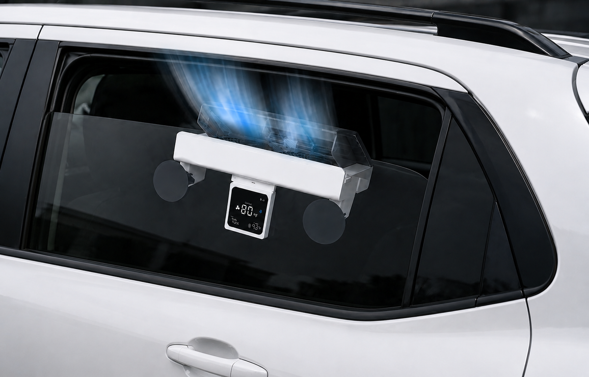 Vento ventilation fan mounted in a vehicle side window